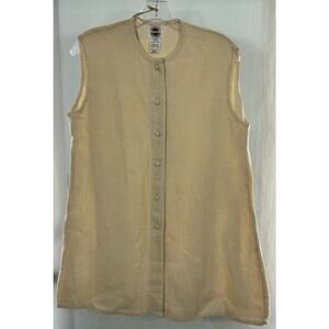 Crucial Creations 100% Hemp Sleeveless Button-Front Tunic Vest - Size S